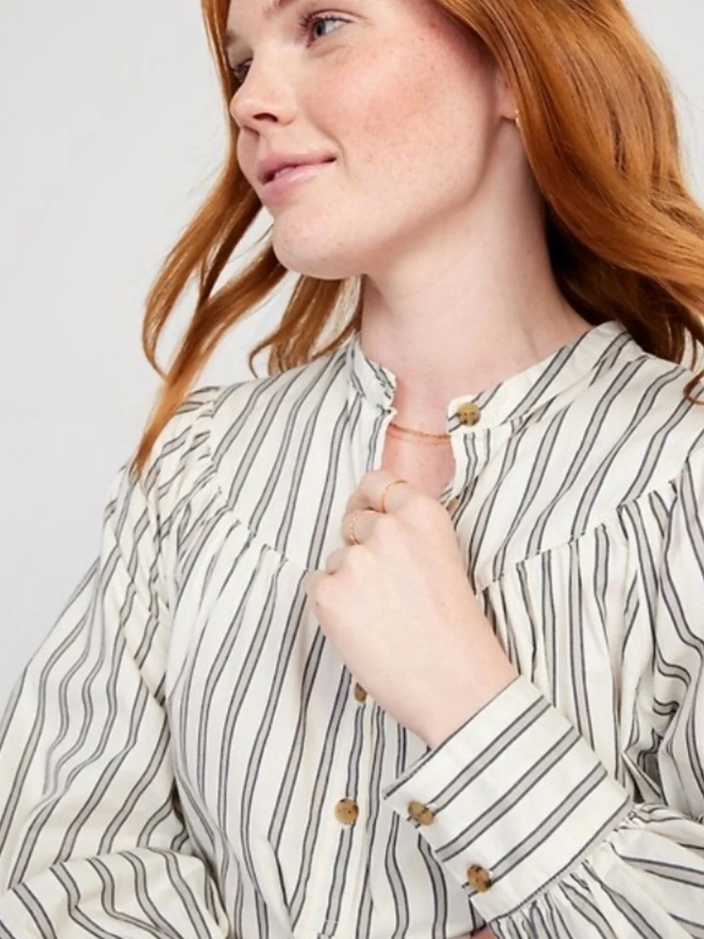 Old Navy puff sleeve striped cotton blouse M